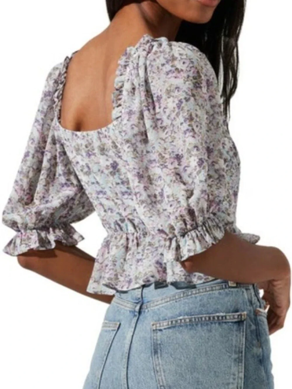 ASTR The Label Corset Peplum Hem Top